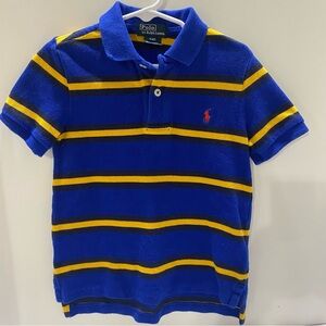 Polo Ralph Lauren Boys 4/4T Short Sleeve Polo Shirt Royal Blue Gold Stripes Pony